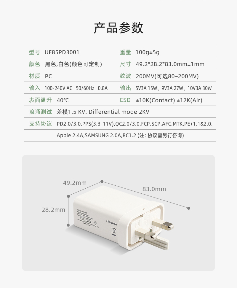 PD3001 英规充电器 单U 产品参数