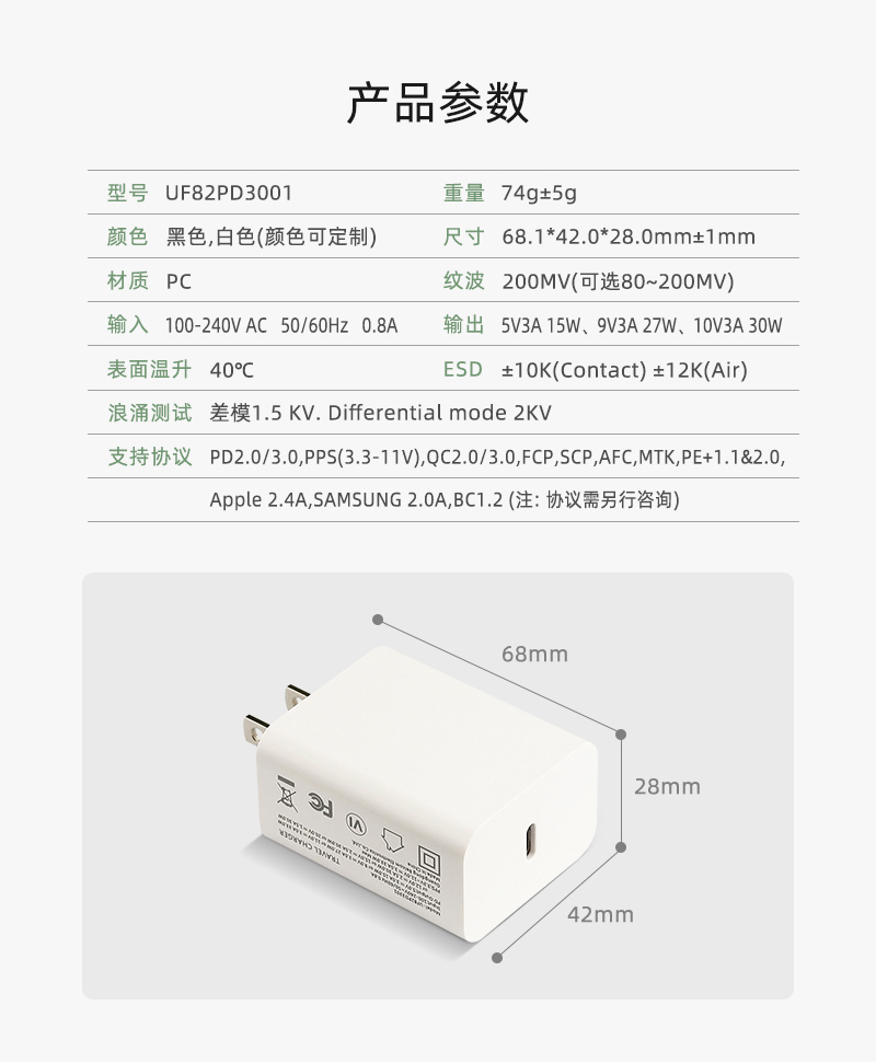 PD3301美规充电器产品参数