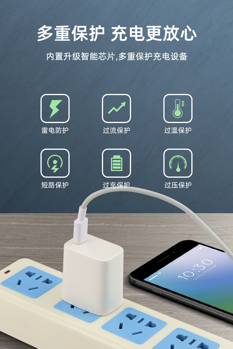 PD20W 美规快充 多重保护，充电更安全